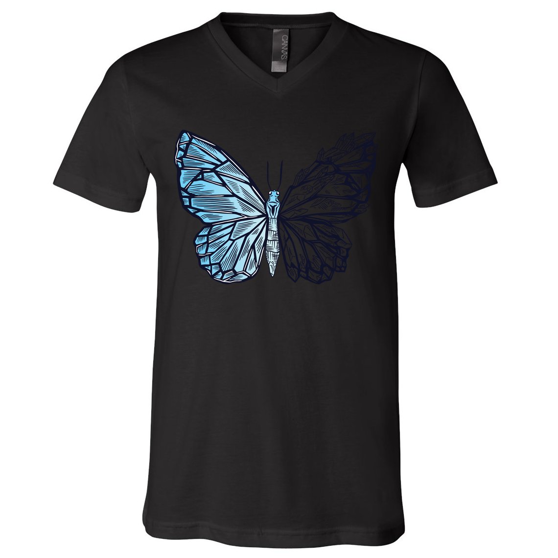 Crystal Butterfly V-Neck T-Shirt