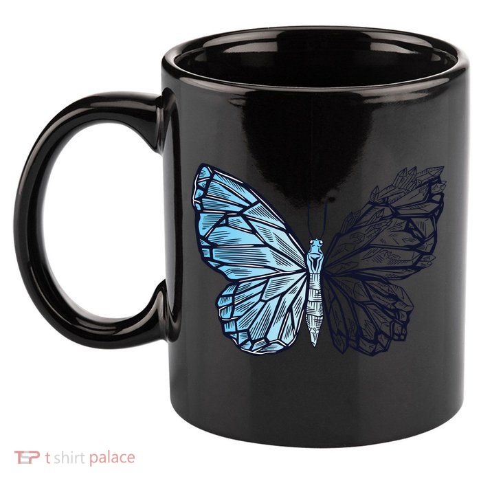 Crystal Butterfly 11oz C Handle Ceramic Mug