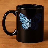 Crystal Butterfly 11oz C Handle Ceramic Mug