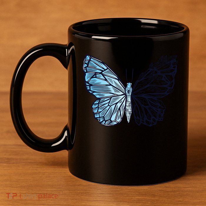 Crystal Butterfly 11oz C Handle Ceramic Mug