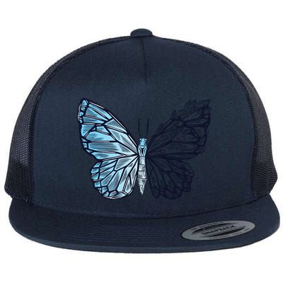 Crystal Butterfly Flat Bill Trucker Hat