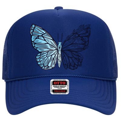 Crystal Butterfly High Crown Mesh Back Trucker Hat