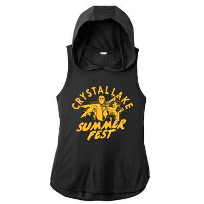 Crystal Lake Summer Fest Horror Movie Fan Ladies PosiCharge Tri-Blend Wicking Draft Hoodie Tank