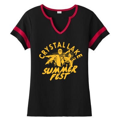 Crystal Lake Summer Fest Horror Movie Fan Ladies Halftime Notch Neck Tee