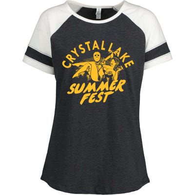 Crystal Lake Summer Fest Horror Movie Fan Enza Ladies Jersey Colorblock Tee