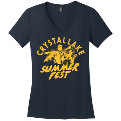 Crystal Lake Summer Fest Horror Movie Fan Women's V-Neck T-Shirt