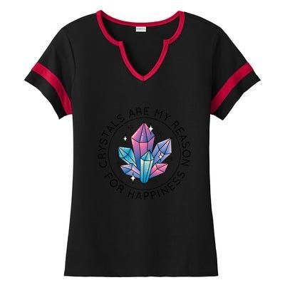 Crystals Are My Reason For Happiness Ladies Halftime Notch Neck Tee