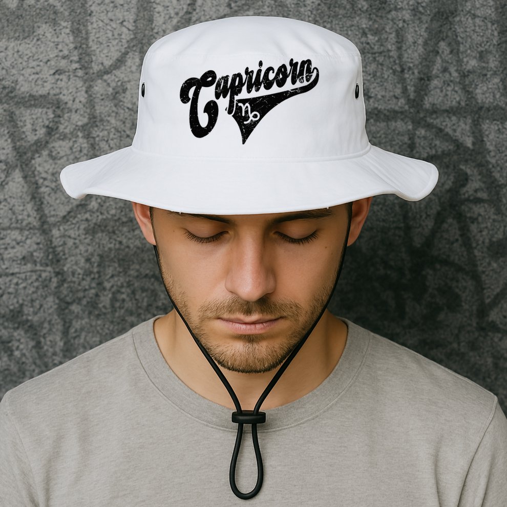 Capricorn Retro Zodiac Astrology Horoscope Capricorn Bucket Hat