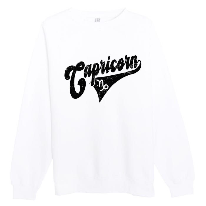 Capricorn Retro Zodiac Astrology Horoscope Capricorn Premium Crewneck Sweatshirt