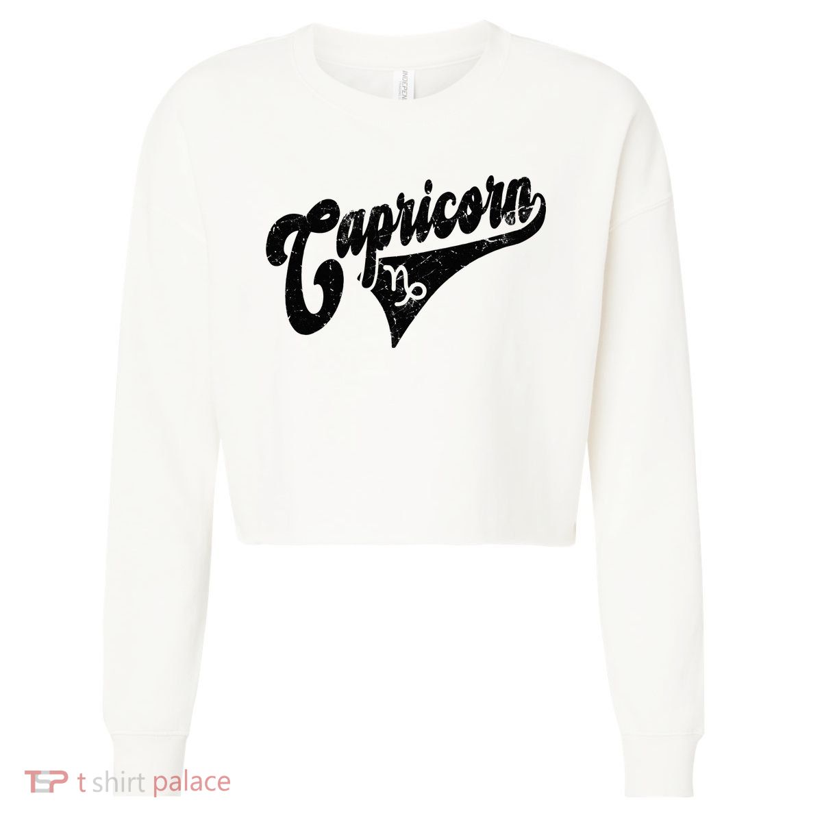 Capricorn Retro Zodiac Astrology Horoscope Capricorn Cropped Pullover Crew