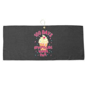 Cupcake Student 100th Days Sprinkled Fun 100 Days Of School Gift Large Microfiber Waffle Golf Towel