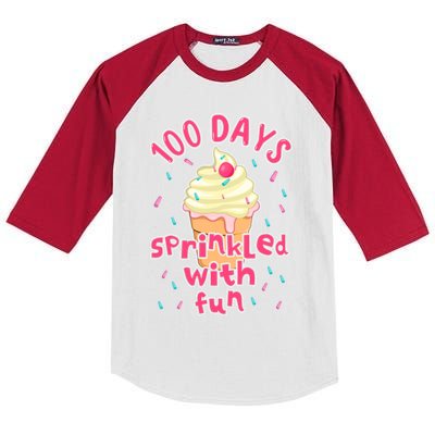 Cupcake Student 100th Days Sprinkled Fun 100 Days Of School Gift Kids Colorblock Raglan Jersey