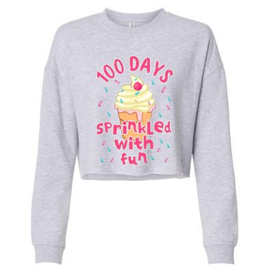 Cupcake Student 100th Days Sprinkled Fun 100 Days Of School Gift Cropped Pullover Crew