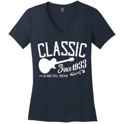 Classic Since 1933 And Still Rockin 90th Birthday Women's V-Neck T-Shirt