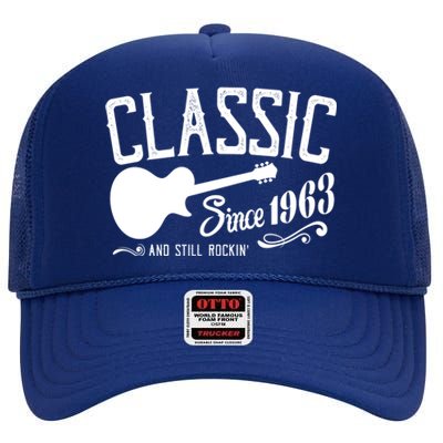 Classic Since 1963 And Still Rockin 60th Birthday High Crown Mesh Back Trucker Hat