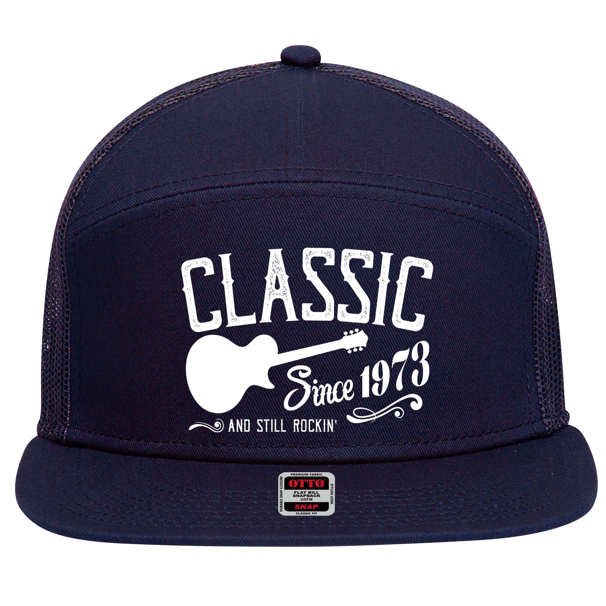 Classic Since 1973 And Still Rockin 50th Birthday 7 Panel Mesh Trucker Snapback Hat