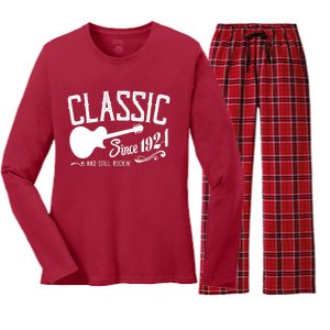 Classic Since 1924 And Still Rockin 100th Birthday Women's Long Sleeve Flannel Pajama Set 