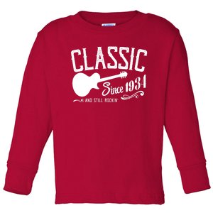 Classic Since 1934 And Still Rockin 90th Birthday Toddler Long Sleeve Shirt