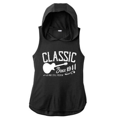 Classic Since 1944 And Still Rockin 80th Birthday Ladies PosiCharge Tri-Blend Wicking Draft Hoodie Tank