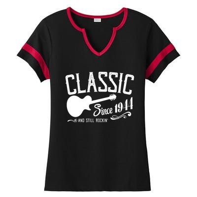 Classic Since 1944 And Still Rockin 80th Birthday Ladies Halftime Notch Neck Tee