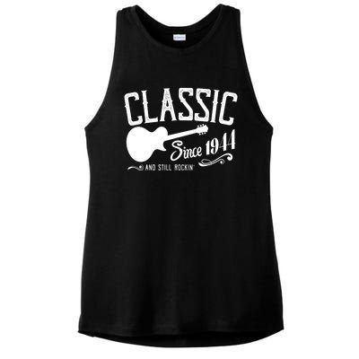 Classic Since 1944 And Still Rockin 80th Birthday Ladies PosiCharge Tri-Blend Wicking Tank