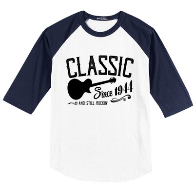 Classic Since 1944 And Still Rockin 80th Birthday Baseball Sleeve Shirt