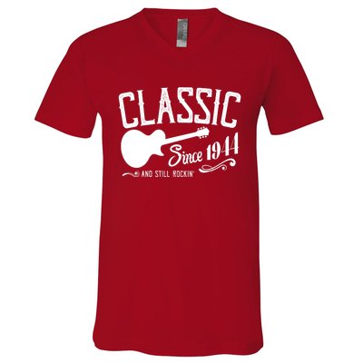 Classic Since 1944 And Still Rockin 80th Birthday V-Neck T-Shirt