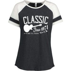 Classic Since 1974 And Still Rockin 50th Birthday Enza Ladies Jersey Colorblock Tee