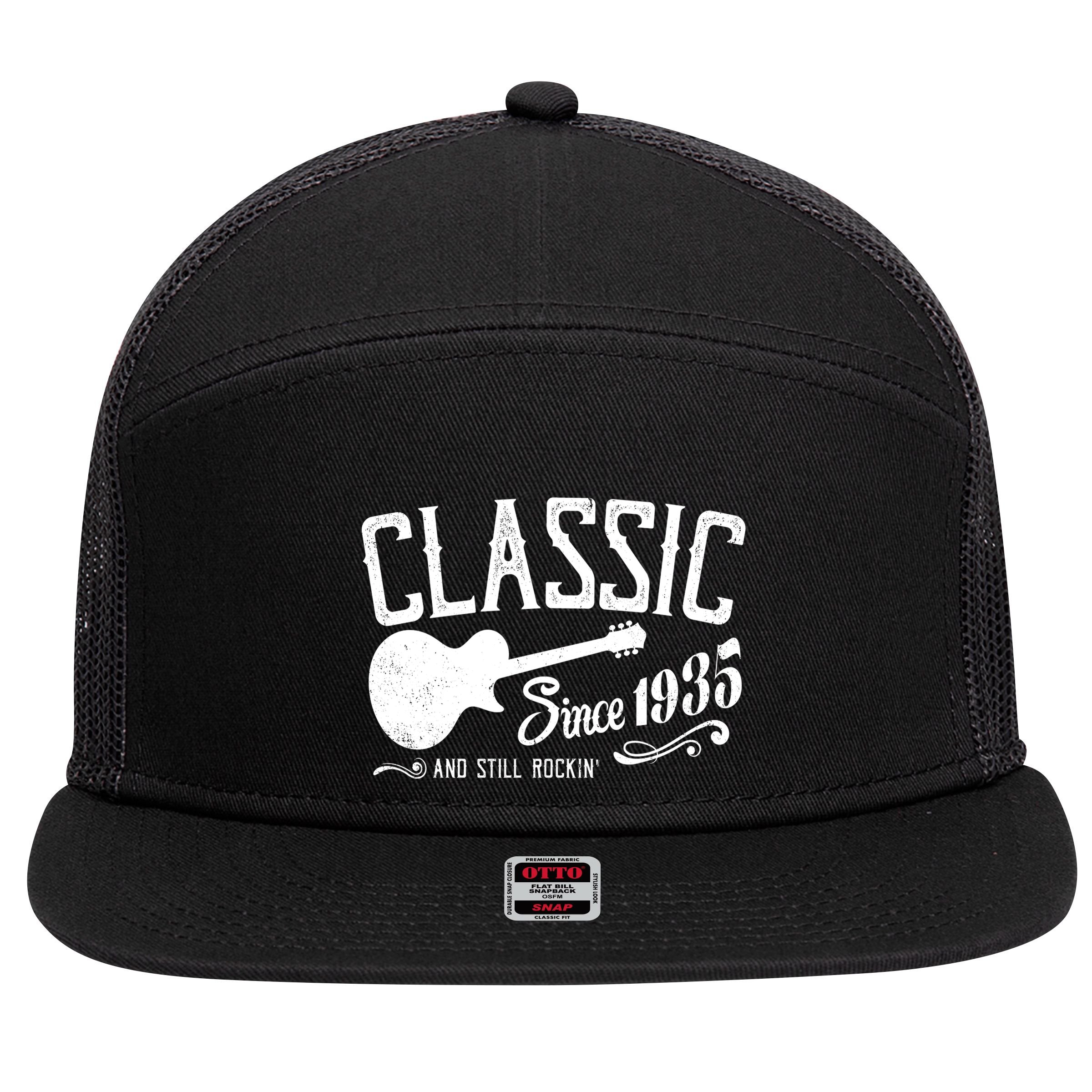Classic Since 1935 And Still Rockin 90th Birthday 7 Panel Mesh Trucker Snapback Hat