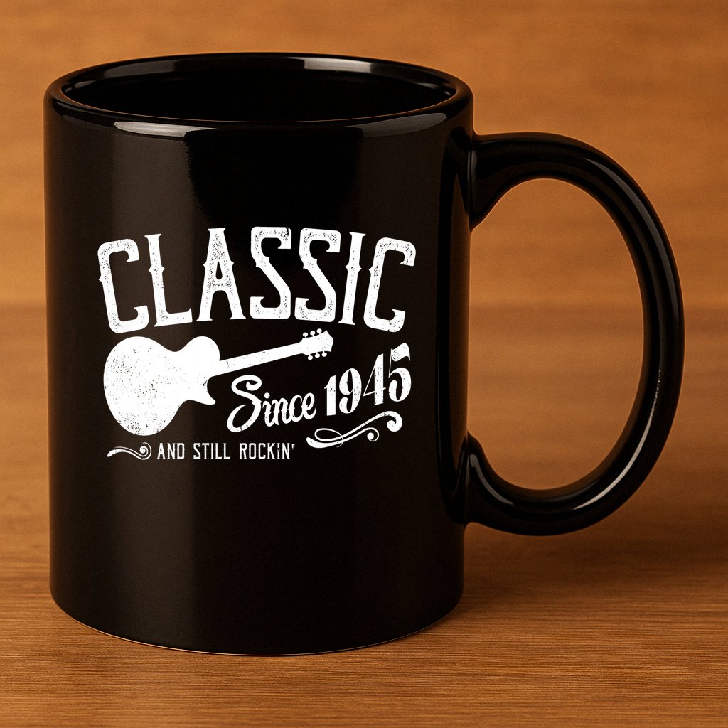 Classic Since 1945 And Still Rockin 80th Birthday 11oz C Handle Ceramic Mug