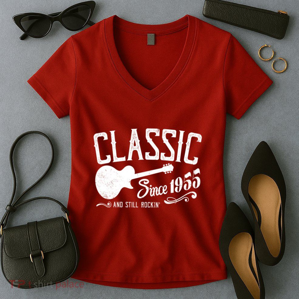 Classic Since 1955 And Still Rockin 70th Birthday Women's V-Neck T-Shirt