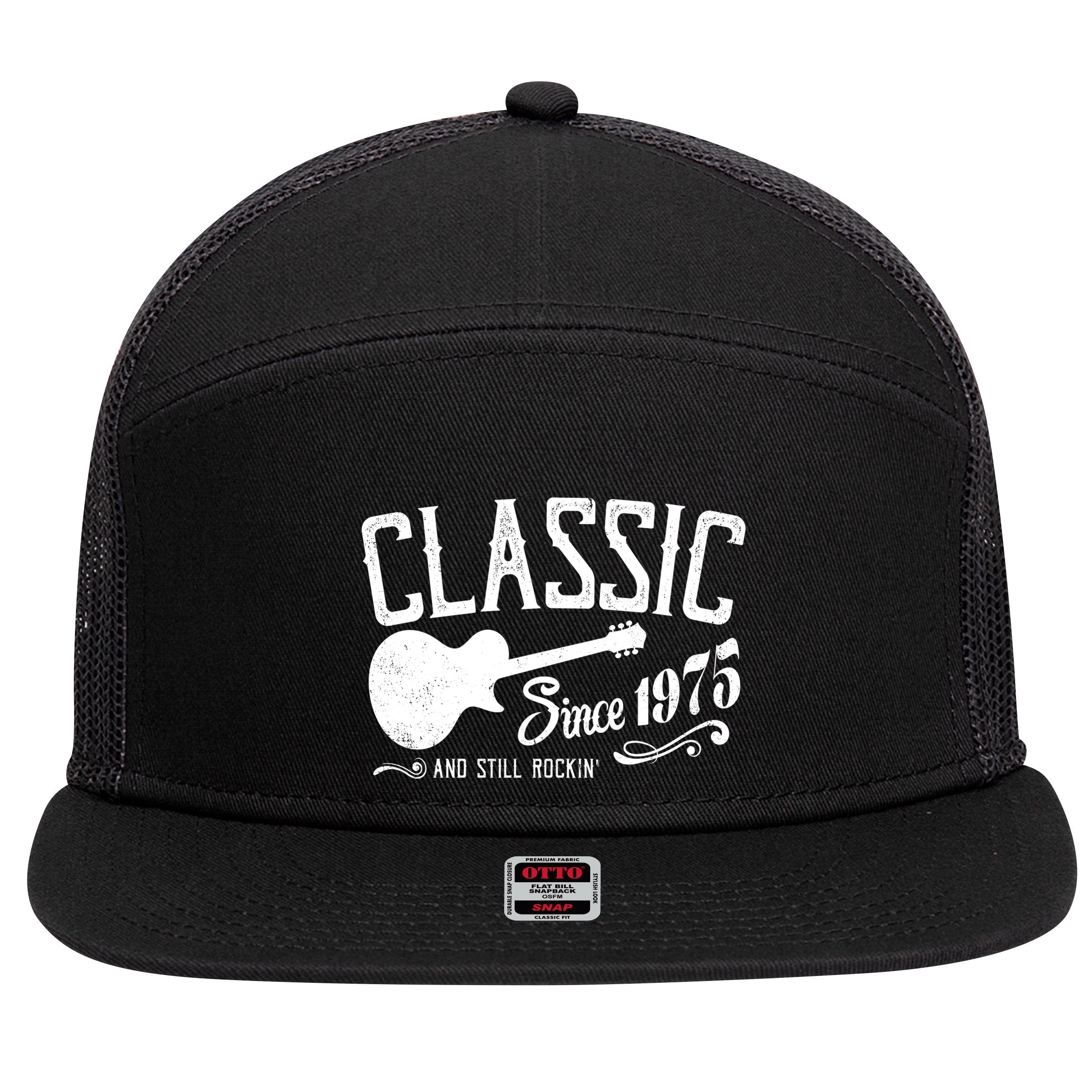 Classic Since 1975 And Still Rockin 50th Birthday 7 Panel Mesh Trucker Snapback Hat