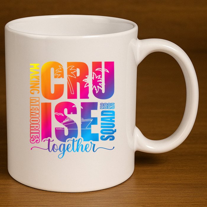 Cruise Squad 2025 Summer Vacation Matching Family Cruise 11oz C Handle Ceramic Mug