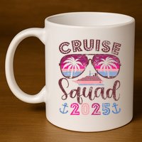 Cruise Squad 2025 Family Friends Vacation Matching Group 11oz C Handle Ceramic Mug