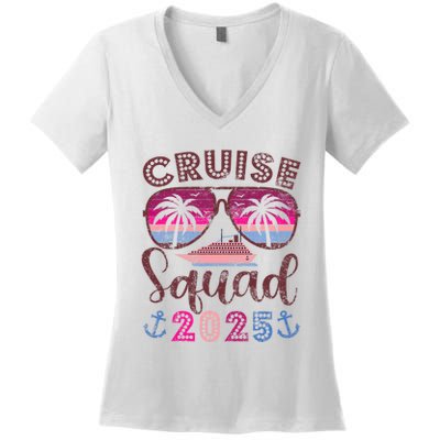 Cruise Squad 2025 Family Friends Vacation Matching Group Women's V-Neck T-Shirt