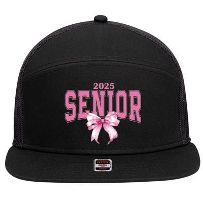 Coquette Senior 2025 Back To School Bow Senior 2025 7 Panel Mesh Trucker Snapback Hat