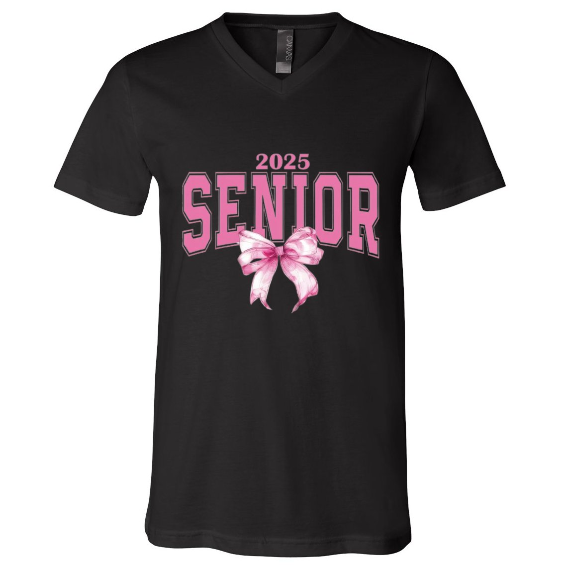 Coquette Senior 2025 Back To School Bow Senior 2025 V-Neck T-Shirt