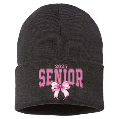 Coquette Senior 2025 Back To School Bow Senior 2025 Sustainable Knit Beanie