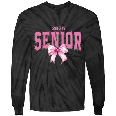 Coquette Senior 2025 Back To School Bow Senior 2025 Tie-Dye Long Sleeve Shirt