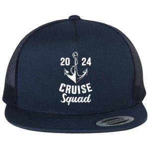 Cruise Squad 2024 With Anchor For Cruising Crew Flat Bill Trucker Hat