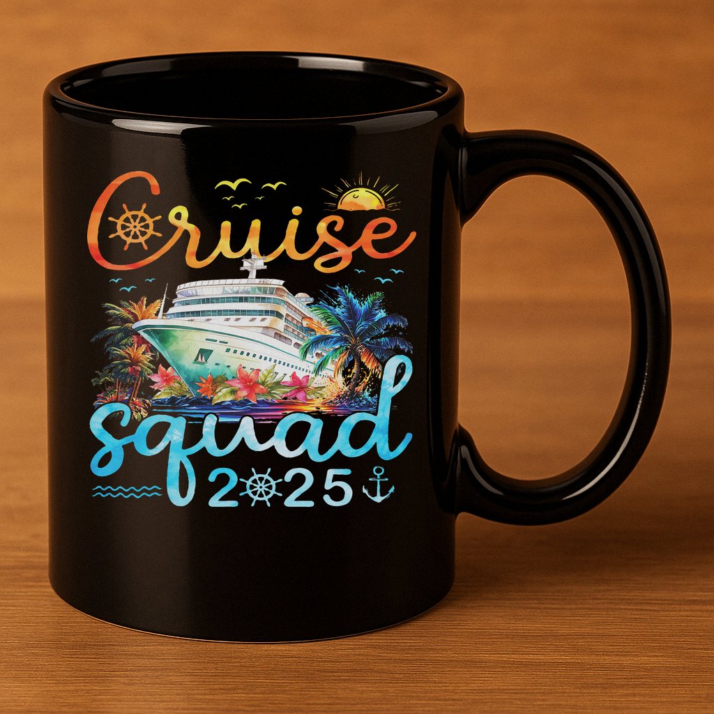 Cruise Squad 2025 Family Group Matching Cruising Vacation 11oz C Handle Ceramic Mug