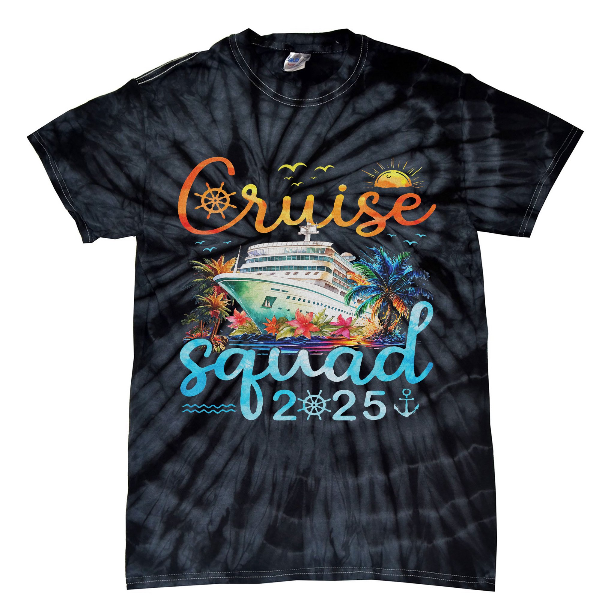 Cruise Squad 2025 Family Group Matching Cruising Vacation Tie-Dye T-Shirt