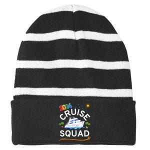 Cruise Squad 2024 Family Vacation Matching Group Striped Beanie with Solid Band