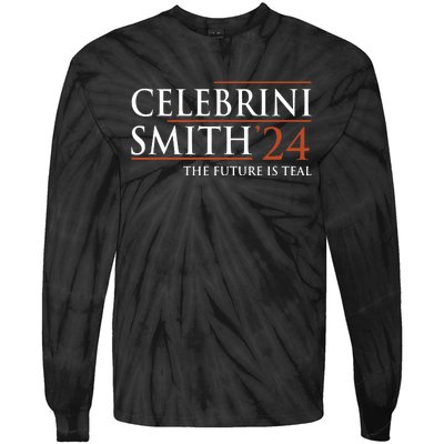 Celebrini Smith 24 The Future Is Teal Tie-Dye Long Sleeve Shirt