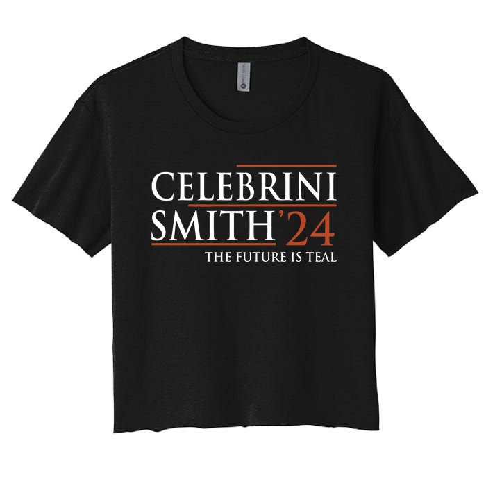 Celebrini Smith 24 The Future Is Teal Women's Crop Top Tee