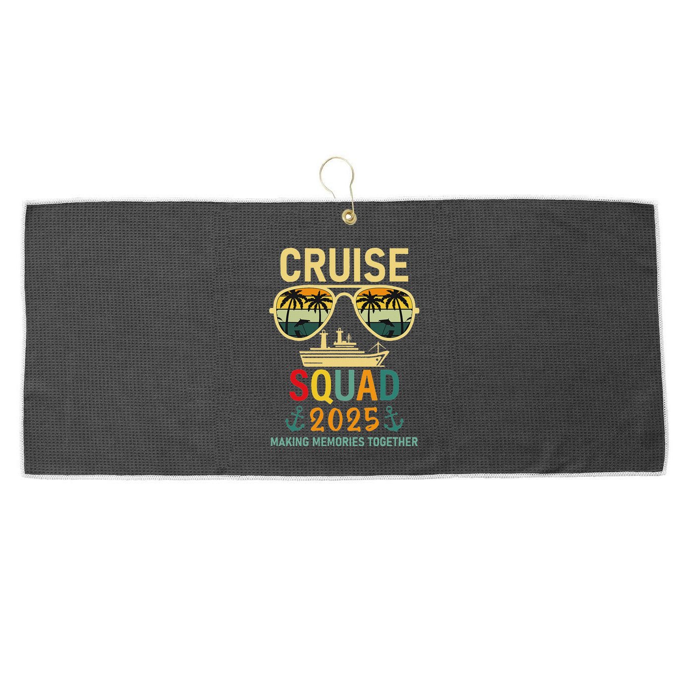 Cruise Squad 2025 Family Group Matching Summer Vacation Large Microfiber Waffle Golf Towel