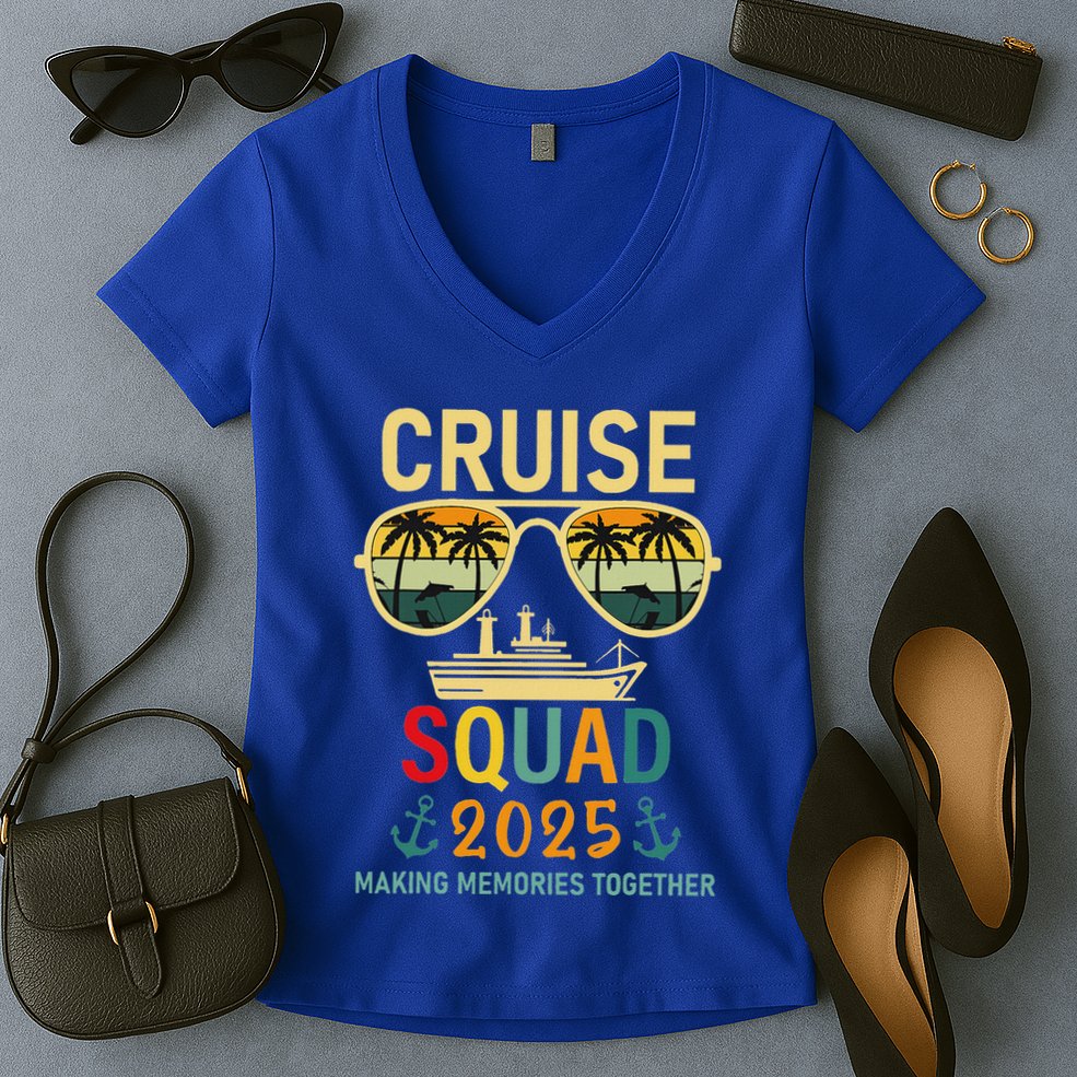 Cruise Squad 2025 Family Group Matching Summer Vacation Women's V-Neck T-Shirt