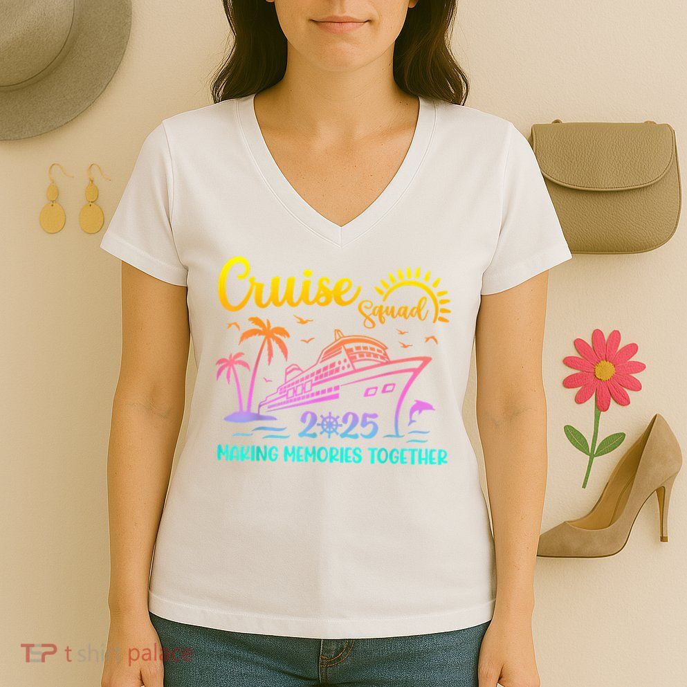 Cruise Squad 2025 Family Friends Vacation Matching Group Women's V-Neck T-Shirt
