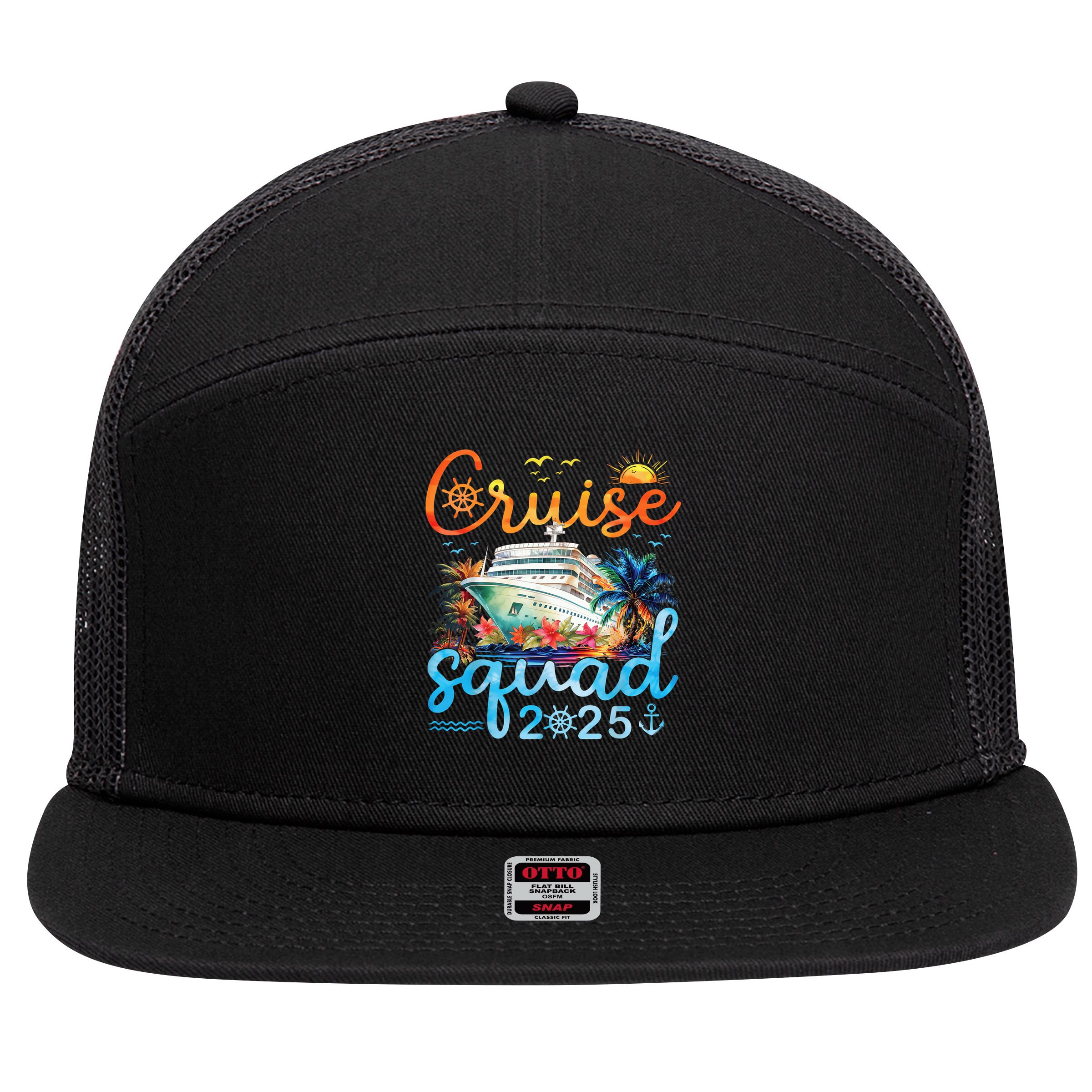 Cruise Squad 2025 Family Group Matching Cruising Vacation 7 Panel Mesh Trucker Snapback Hat