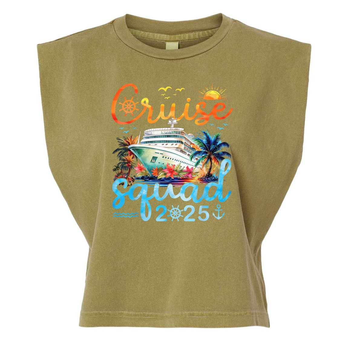 Cruise Squad 2025 Family Group Matching Cruising Vacation Garment-Dyed Women's Muscle Tee
